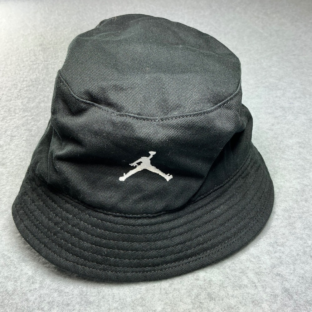 Jordan Kids Jumpman Bucket Hat Black Cotton Twill Embroidered Logo Sun Cap